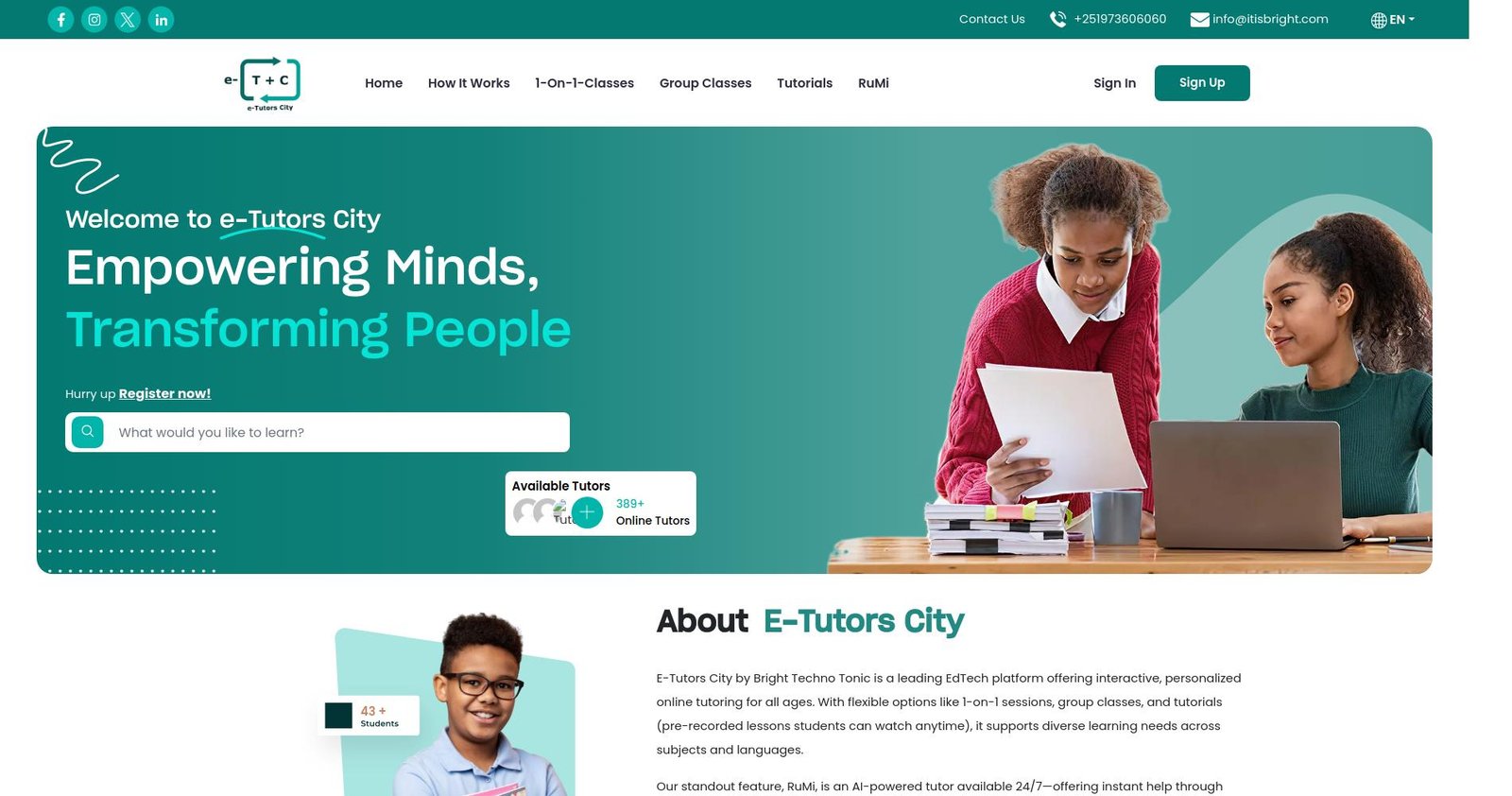 An EdTech platform pairing live tutors with a 24/7 AI tutor
